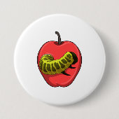 Badge Rond 7,6 Cm Caterpillar with Apple (Devant)