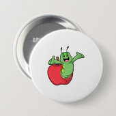 Badge Rond 7,6 Cm Caterpillar with Apple (Devant & derrière)