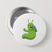 Badge Rond 7,6 Cm Caterpillar with Flower (Devant & derrière)