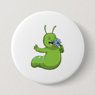 Badge Rond 7,6 Cm Caterpillar with Flower