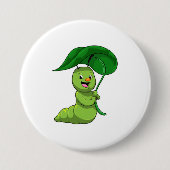 Badge Rond 7,6 Cm Caterpillar with Leaf as Parasol (Devant)
