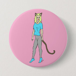 Badge Rond 7,6 Cm catgirl