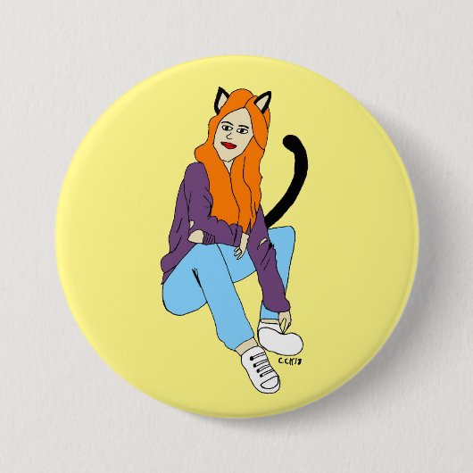 Badge Rond 7,6 Cm catgirl (Devant)