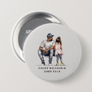Badge Rond 7,6 Cm Caution père et fille noire (3)