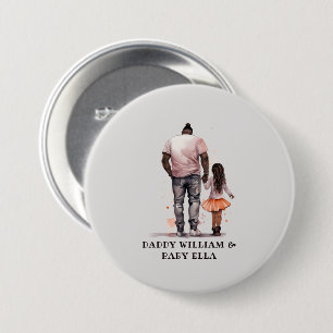 Badge Rond 7,6 Cm Caution père et fille noire (5)
