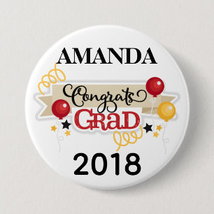 Badge Rond 7,6 Cm Célébration de fin d'études grand, bouton rond de