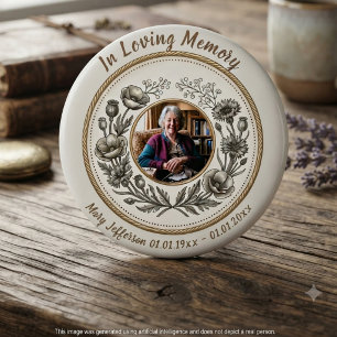 Badge Rond 7,6 Cm Célébration de la vie commémorative botanique vint