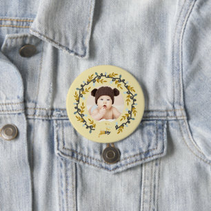 Badge Rond 7,6 Cm Cerf de Noël joyeux avec guirlande jaune souvenir
