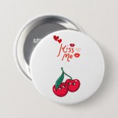 Badge Rond 7,6 Cm Cerises amusantes en amour (Devant & derrière)