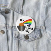 Badge Rond 7,6 Cm C'est My Lucky Day Rainbow Gold St. Patrick's Day (En situation)