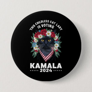 Badge Rond 7,6 Cm Cette dame de chats sans enfants vote Kamala 