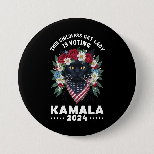 Badge Rond 7,6 Cm Cette Femme-Chat Sans Enfant Vote Kamala (Devant)