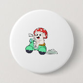 Badge Rond 7,6 Cm Champignon comme motard avec Scooter.PNG (Devant)