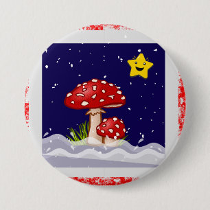 Badge Rond 7,6 Cm champignons cadeaux de Noël