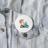 Badge Rond 7,6 Cm Champignons en moto avec moto (En situation)