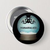 Badge Rond 7,6 Cm Chandelier de chute de chat noir automne neige glo (Devant & derrière)