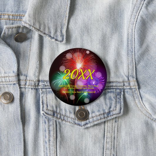 Badge Rond 7,6 Cm Changer d'année, ajouter n'importe quel nom Texte (En situation)