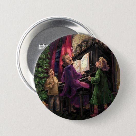 Badge Rond 7,6 Cm Chant de Noël le long (Devant & derrière)