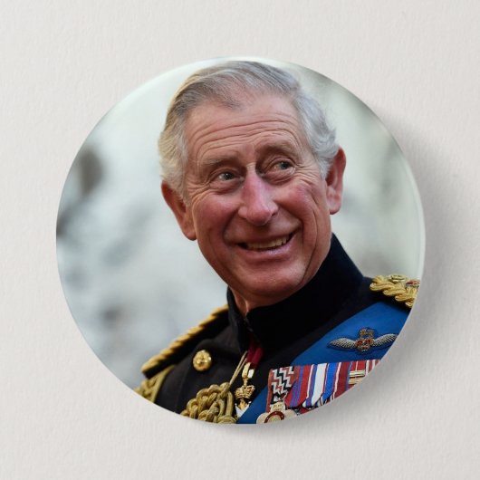 Badge Rond 7,6 Cm Charles III du Royaume-Uni (Devant)
