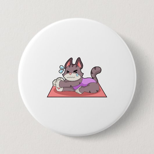 Badge Rond 7,6 Cm Chat à Yoga Fitness (Devant)