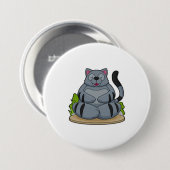 Badge Rond 7,6 Cm Chat à Yoga Fitness (Devant & derrière)