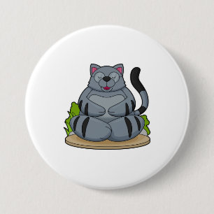 Badge Rond 7,6 Cm Chat à Yoga Fitness