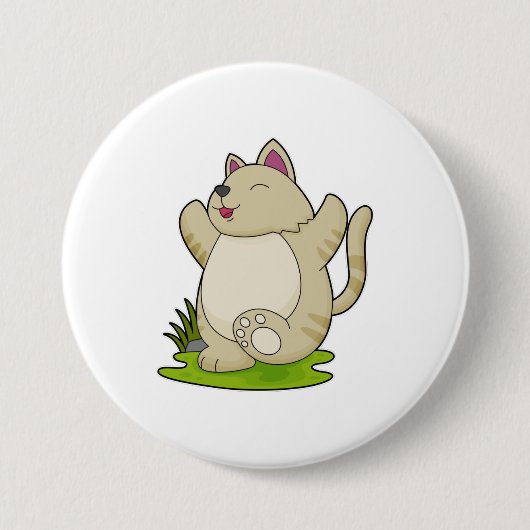 Badge Rond 7,6 Cm Chat au Yoga (Devant)