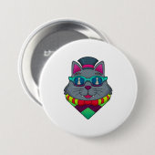 Badge Rond 7,6 Cm Chat aux échecs avec pièce d'échecs Pawn (Devant & derrière)