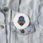 Badge Rond 7,6 Cm Chat aux échecs avec pièce d'échecs Pawn (En situation)