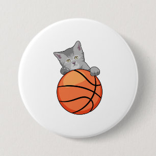 Badge Rond 7,6 Cm Chat avec basket
