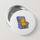 Badge Rond 7,6 Cm Chat avec canapé (Devant & derrière)