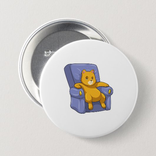 Badge Rond 7,6 Cm Chat avec canapé (Devant & derrière)