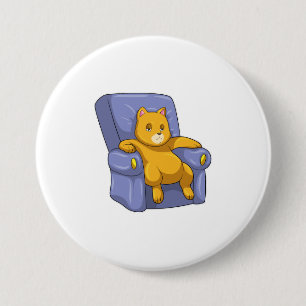 Badge Rond 7,6 Cm Chat avec canapé