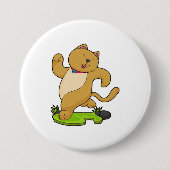 Badge Rond 7,6 Cm Chat avec Choker à l'exécution (Devant)