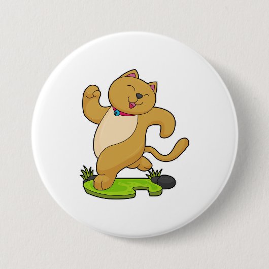 Badge Rond 7,6 Cm Chat avec Choker à l'exécution (Devant)