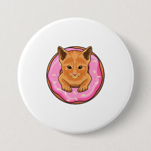 Badge Rond 7,6 Cm Chat avec Donut