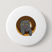 Badge Rond 7,6 Cm Chat avec Donut (Devant)
