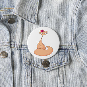 Badge Rond 7,6 Cm Chat avec Fleur Cute Kawaii Kitty