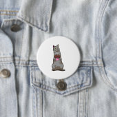 Badge Rond 7,6 Cm Chat avec muffin (En situation)