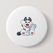 Badge Rond 7,6 Cm Chat avec poisson (Devant)