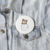 Badge Rond 7,6 Cm Chat avec tasse de café (En situation)