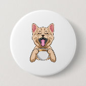 Badge Rond 7,6 Cm Chat avec tasse de café (Devant)