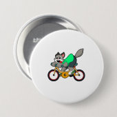 Badge Rond 7,6 Cm Chat avec vélo (Devant & derrière)