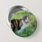 Badge Rond 7,6 Cm Chat Brown et blanc (Devant & derrière)