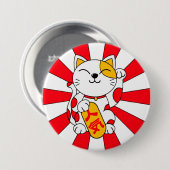 Badge Rond 7,6 Cm Chat chanceux (a) (Devant & derrière)