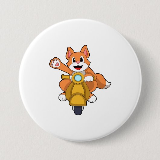 Badge Rond 7,6 Cm Chat comme Biker avec Scooter.PNG (Devant)