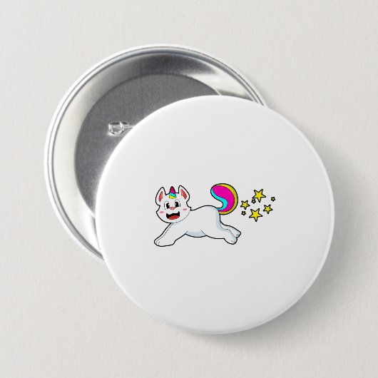 Badge Rond 7,6 Cm Chat comme licorne (Devant & derrière)