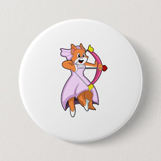 Badge Rond 7,6 Cm Chat comme mariée avec robe de mariage.PNG (Devant)