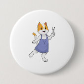 Badge Rond 7,6 Cm Chat en coiffeur avec ciseaux (Devant)
