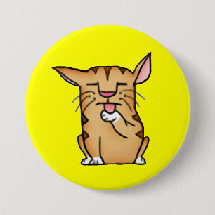 Badge Rond 7,6 Cm Chat Gras